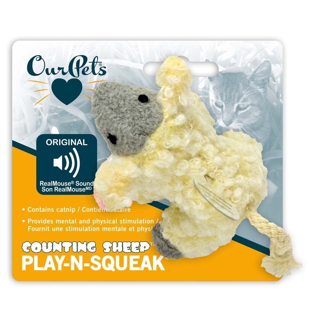 OurPets Play N Squeak Counting Sheep Catnip Toy Yellow, Grey 1ea - Pets Perfect