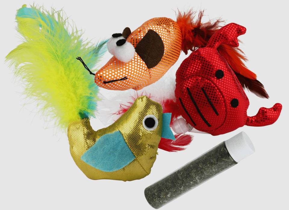Multipet Crab/Fish/Mouse Refillable Cat Toy with Catnip Tube Assorted, 5 in