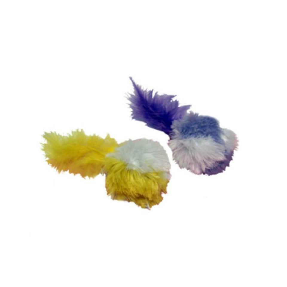 Multipet Pom-Pom Cat Toy with Feather and Catnip Assorted, 6 in