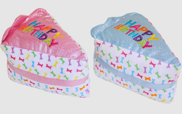 Multipet Birthday Cake Slice (Shiny Blue-Pink Assorted), 6 in