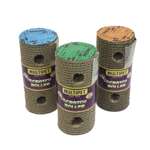 Multipet Cardboard Roller Catnip Cat Toy Assorted, 9.5 in