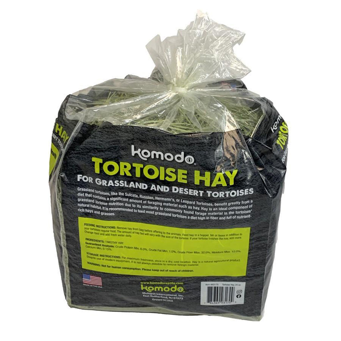 Komodo Tortoise Hay 24 oz - Grassland and Desert Tortoise Food