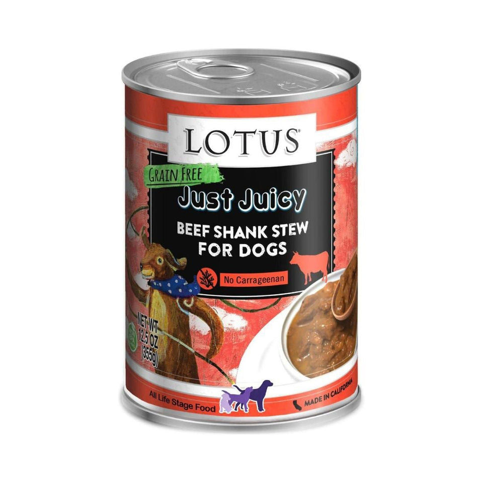 Lotus Just Juicy Beef Shank Stew Wet Dog Food 12.5 oz. 12 ct