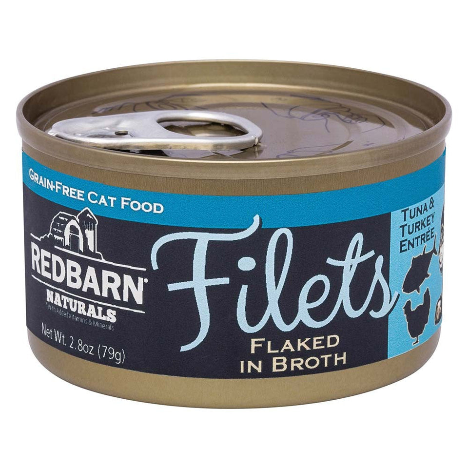 Redbarn Filets Flaked in Broth Wet Cat Food - Turkey & Tuna, 2.8 oz, 12 ct