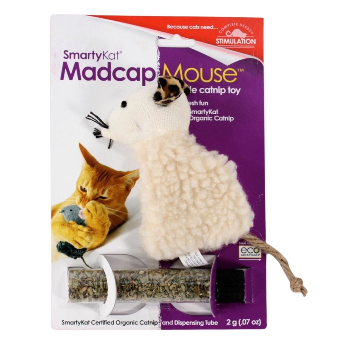 SmartyKat Madcap Mouse Refillable with Catnip Tube Cat Toy Assorted, 1ea - Pets Perfect