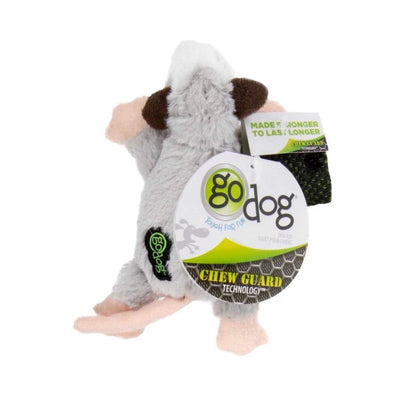 goDog Flatz Opossum Squeaky Plush Dog Toy - Grey, X-Small