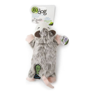 goDog Flatz Opossum Squeaky Plush Dog Toy - Grey, Large