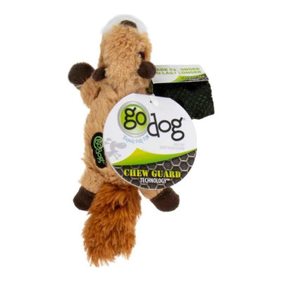 GoDog Flatz Squirrel Squeaky Plush Flattie Dog Toy - Brown, X-Small