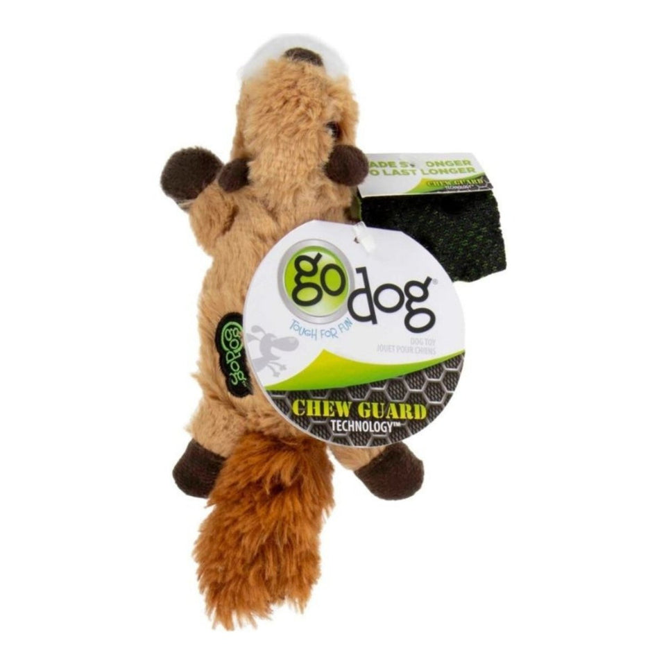 GoDog Flatz Squirrel Squeaky Plush Flattie Dog Toy - Brown, X-Small