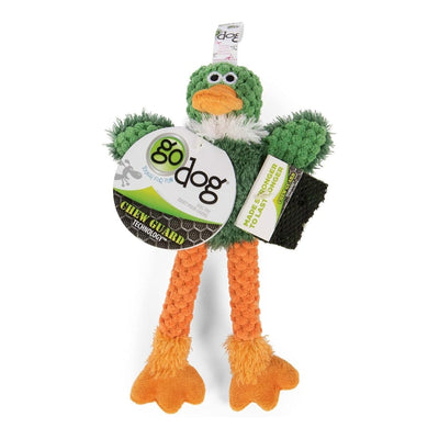 goDog Just For Me Checkers Skinny Duck Plush Dog Toy - Green, Mini