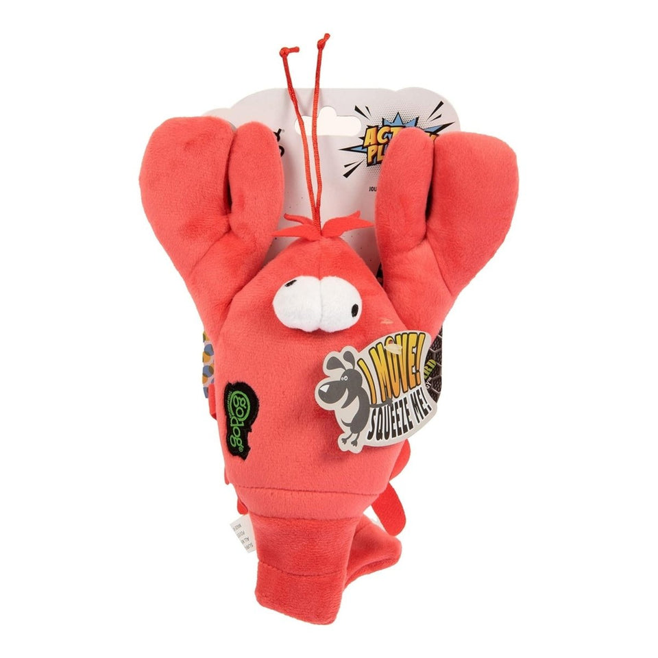 GoDog Action Plush Lobster Animated Squeaky Dog Toy - Red, Large