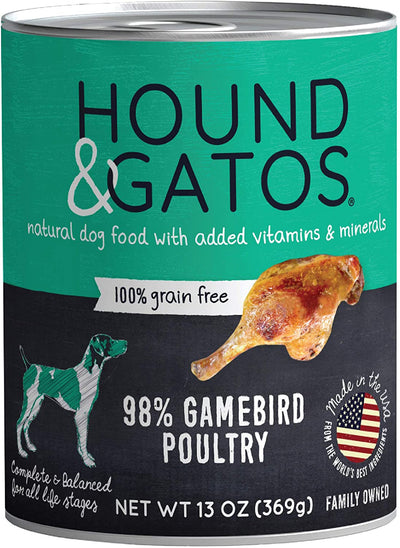 Hound And Gatos Dog Grain-Free Gamebird, 13 oz each, Case of 12