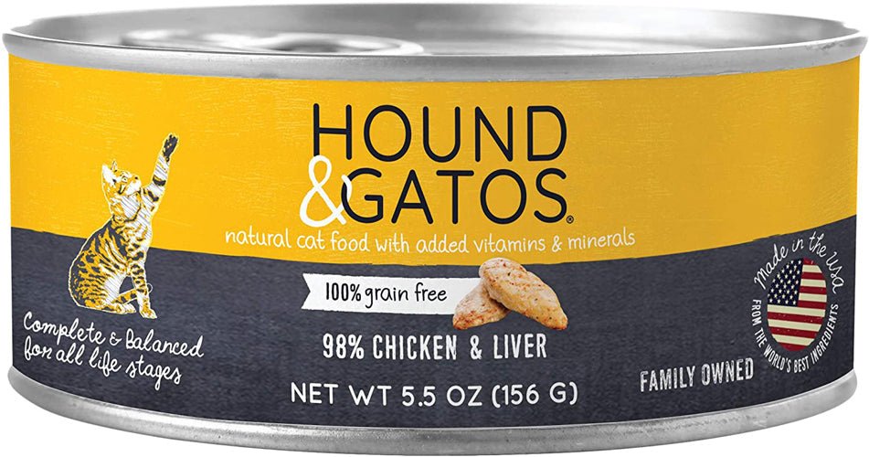 Hound and Gatos Cat Grain Free Chicken and Liver 5.5oz.(Case of 24) - Pets Perfect