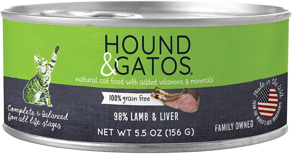 Hound and Gatos Cat Grain Free Lamb and Liver 5.5oz. (Case of 24) - Pets Perfect