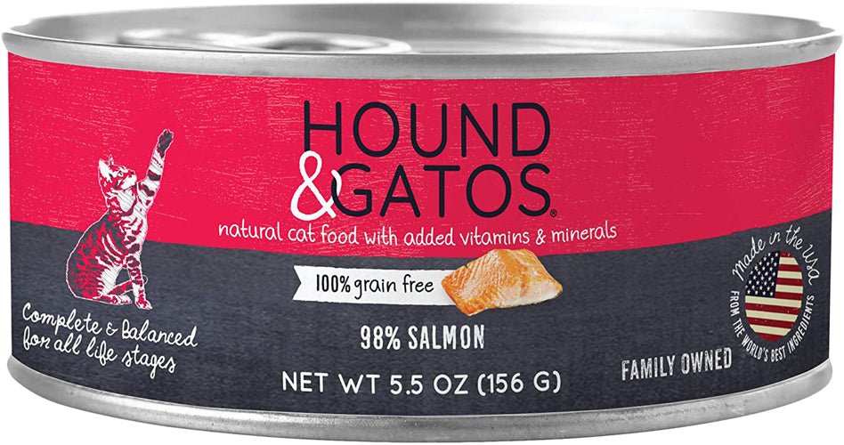 Hound and Gatos Cat Grain Free Salmon 5.5oz. (Case of 24) - Pets Perfect