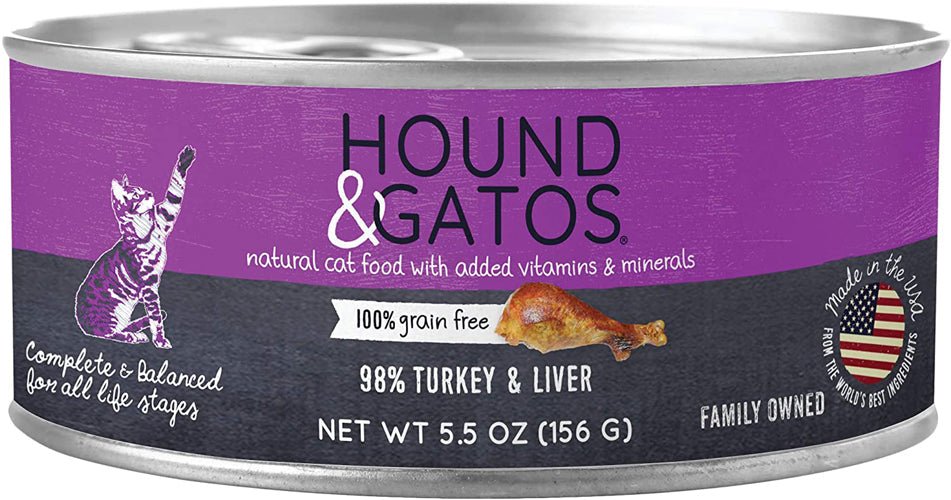 Hound and Gatos Cat Grain Free Turkey and Liver 5.5oz. (Case of 24) - Pets Perfect