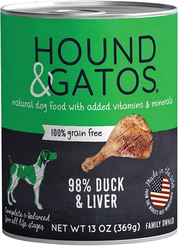Hound and Gatos Dog Grain Free Duck and Liver 13oz. (Case of 12) - Pets Perfect