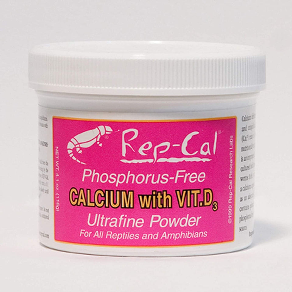 Rep-Cal Research Labs Phosphorous-Free Calcium With Vitamin D3 Ultrafine Powdered Supplement 3.3 Oz