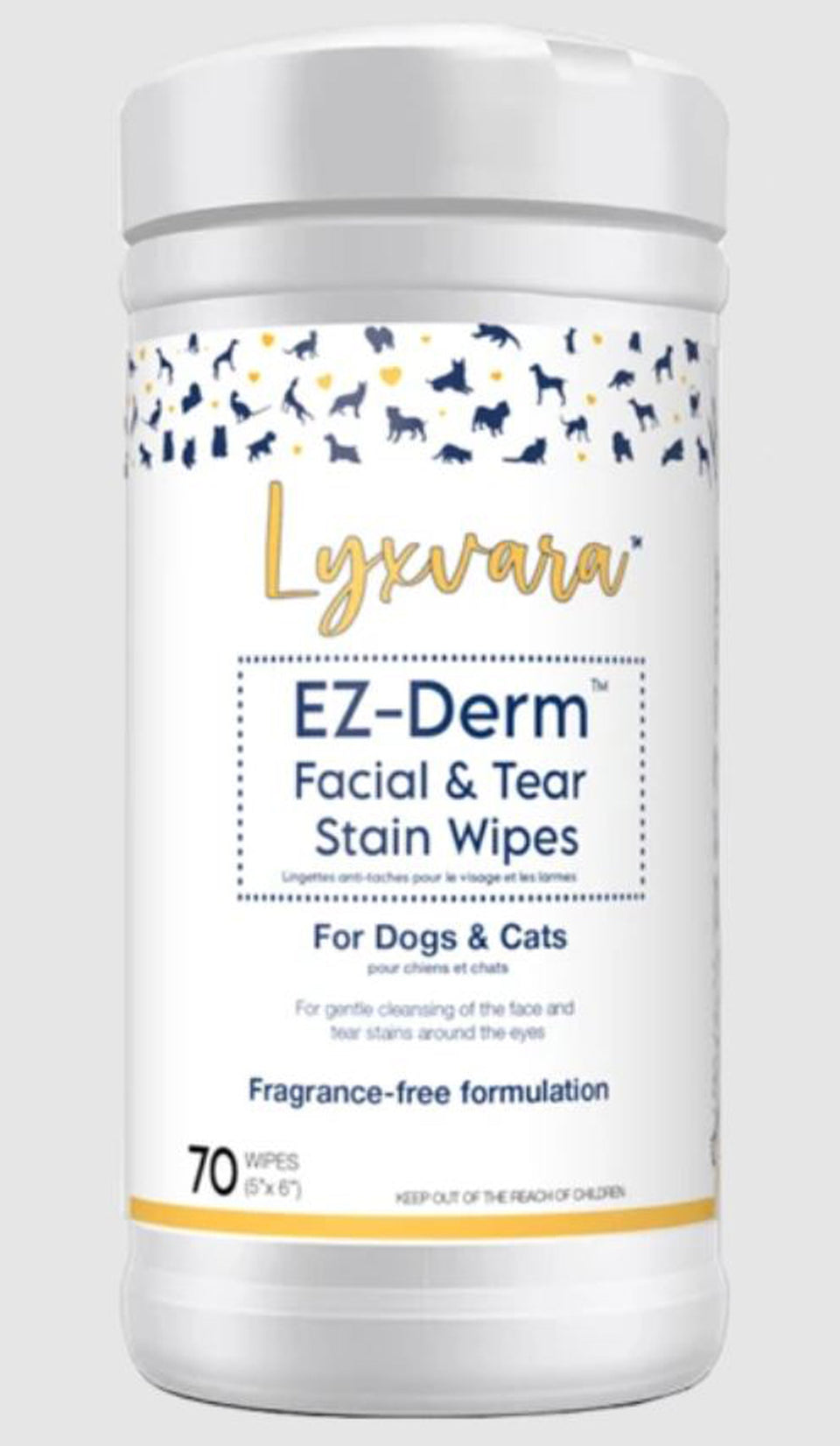 Lyxvara Dog easy Derm Wipes Frangrance Free, 70-Count