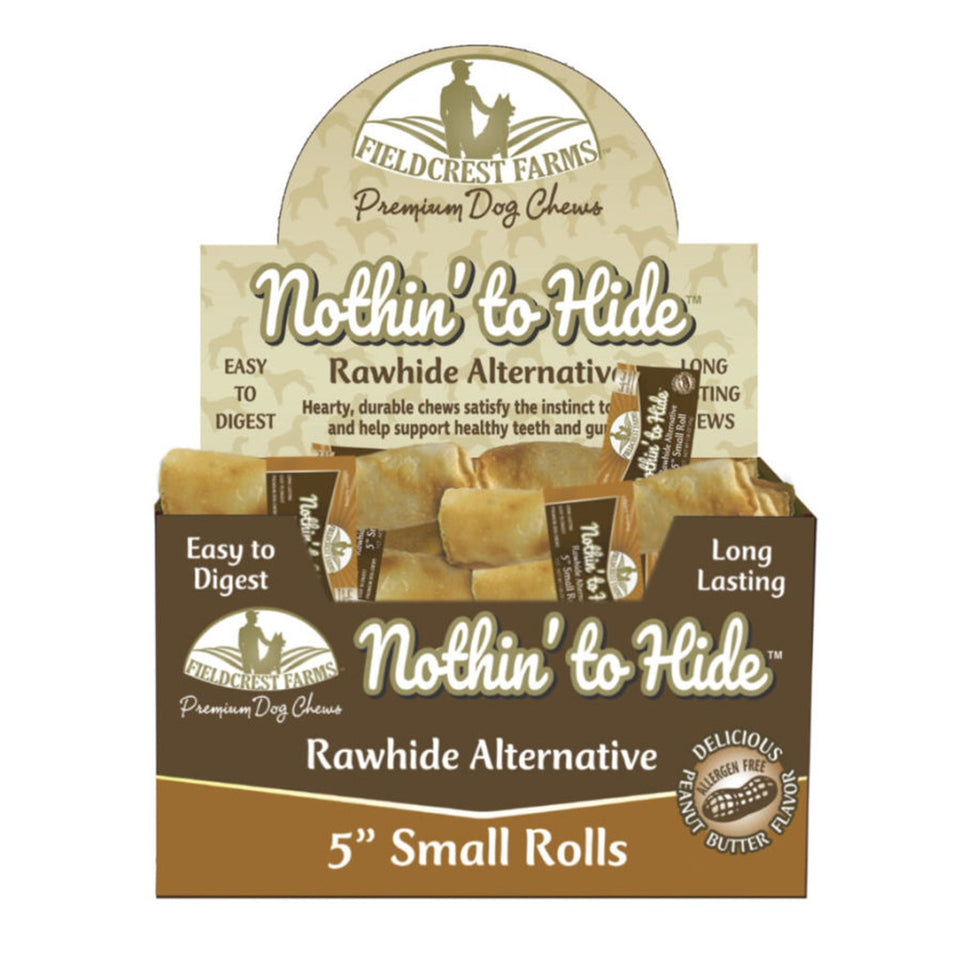 Fieldcrest Farms Nothin' to Hide Roll Dog Treat Peanut Butter, 5 in, Small, 24 ct