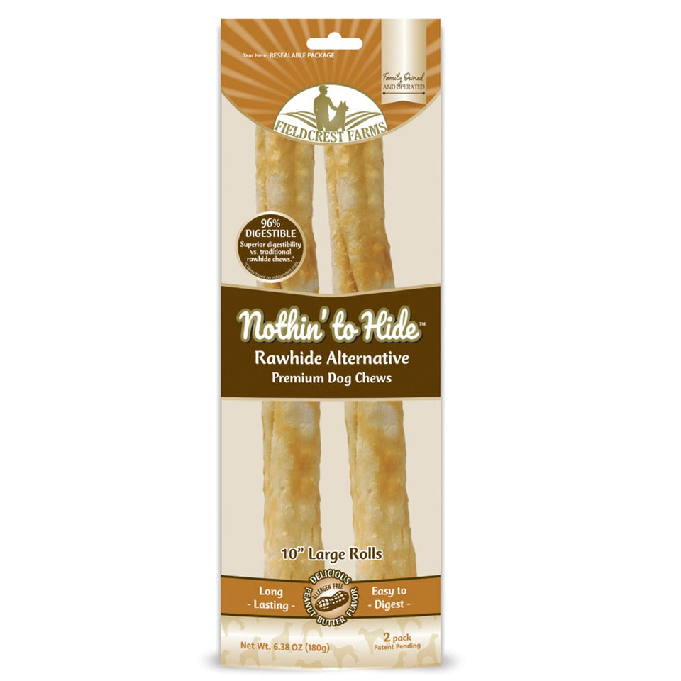 Fieldcrest Farms Nothin' to Hide Roll Dog Treat Peanut Butter, 10 in, Large, 2 ct
