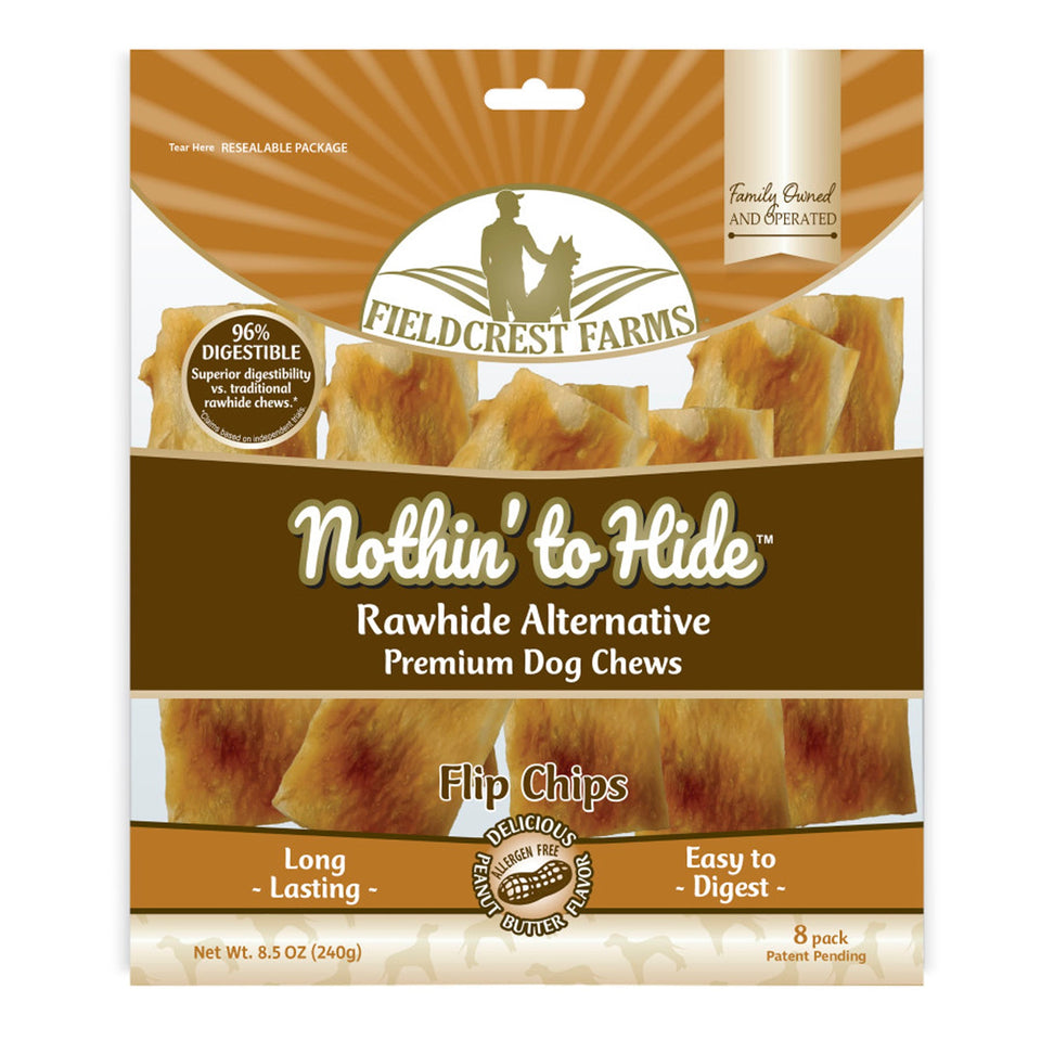 Fieldcrest Farms Nothin' to Hide Peanut Butter Flip Chips Roll Dog Treat Peanut Butter, 8.5 oz, 8 ct