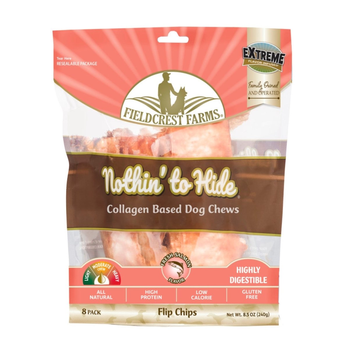 Fieldcrest Farms Nothin' To Hide Flip Chips Dog Treat Salmon, 1ea/8 pk - Pets Perfect