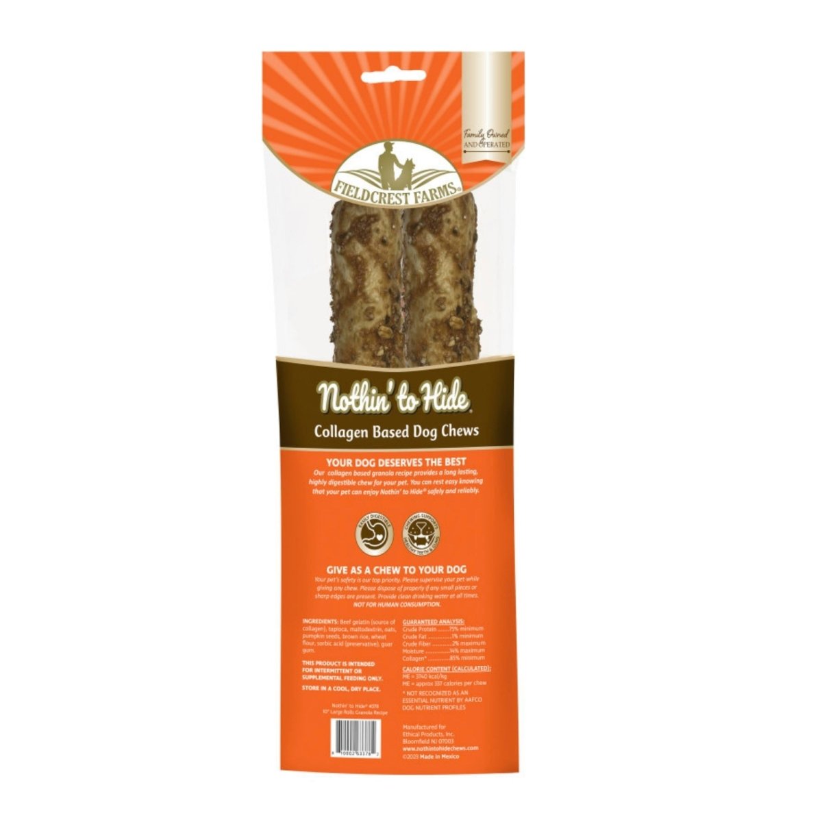 Fieldcrest Farms Nothin' To Hide Roll Dog Treat Granola, 1ea/LG, 10 in - Pets Perfect