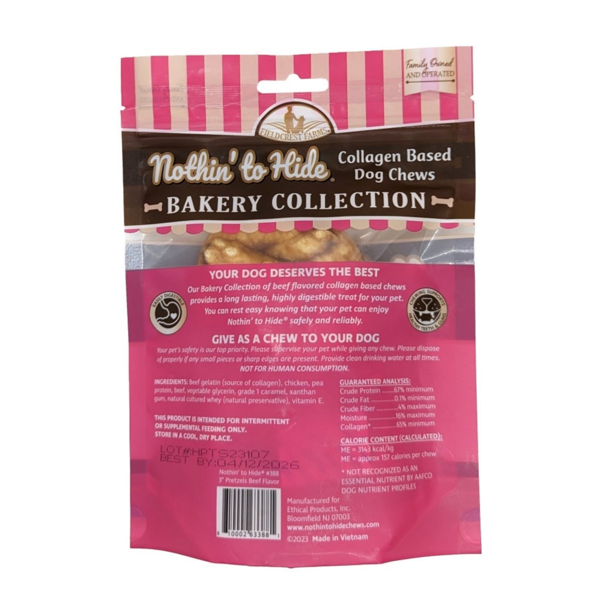 Fieldcrest Farms Nothin' To Hide Bakery Collection Dog Treat Pretzel, Beef, 1ea/3 in, 2 pk - Pets Perfect