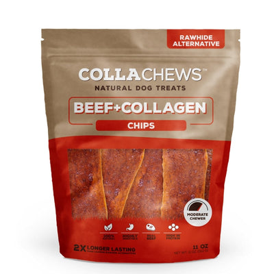 Collachews - Rawhide-Free Beef Collagen Chips Dog Chew, 11 oz Bag
