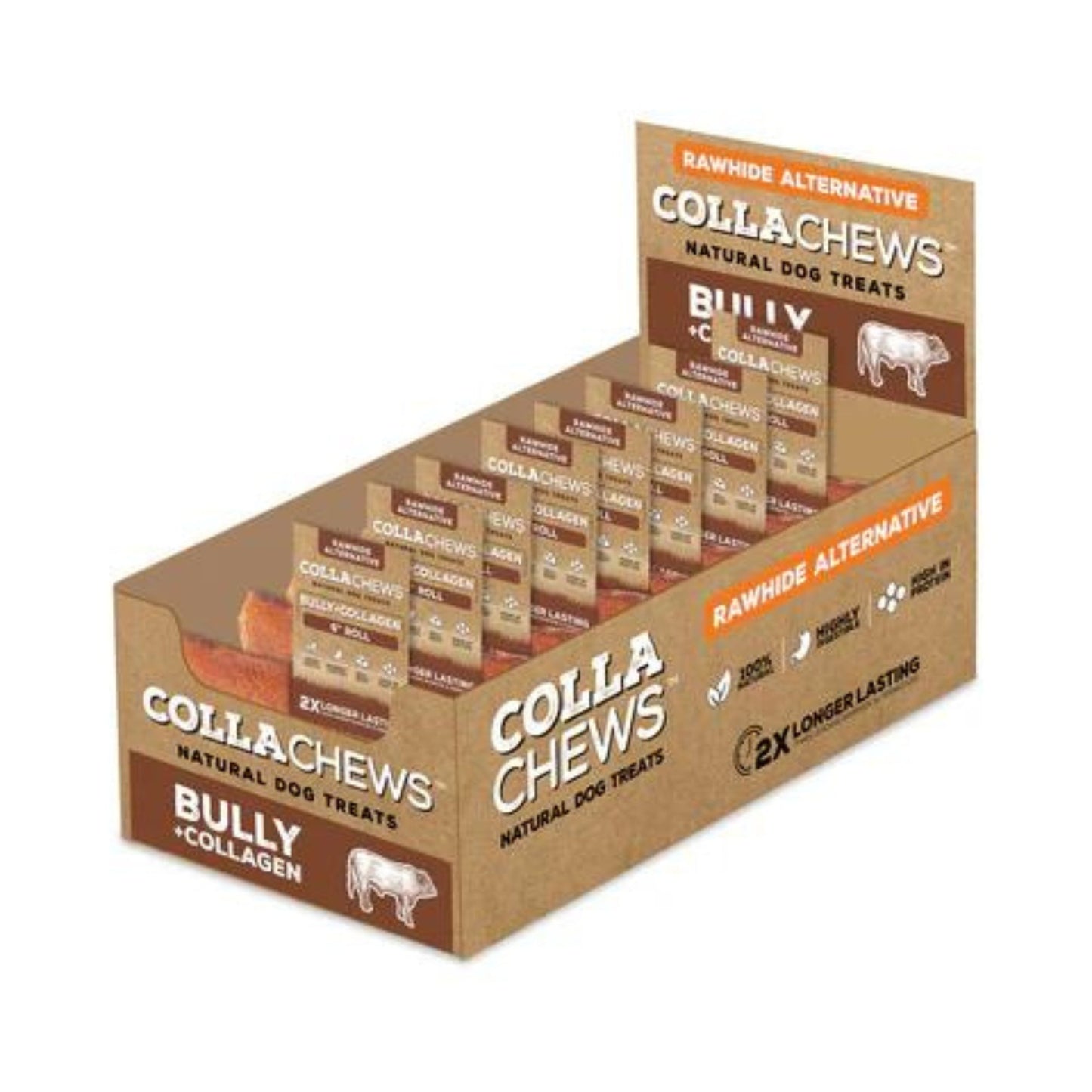 Collachews – Long - Lasting 6" Beef Collagen Dog Chew Roll | Case of 30 - Pets Perfect