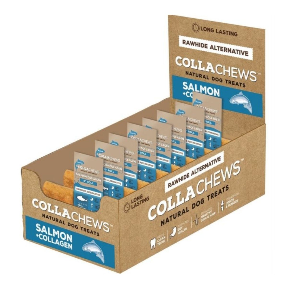Collachews – Long - Lasting 6" Salmon Collagen Dog Chew Roll | Case of 30 - Pets Perfect