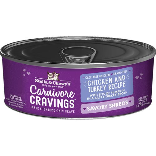 Stella and Chewys Cat Carnivore Cravings Shred Chicken and Turkey 2.8oz. (Case of 24) - Pets Perfect