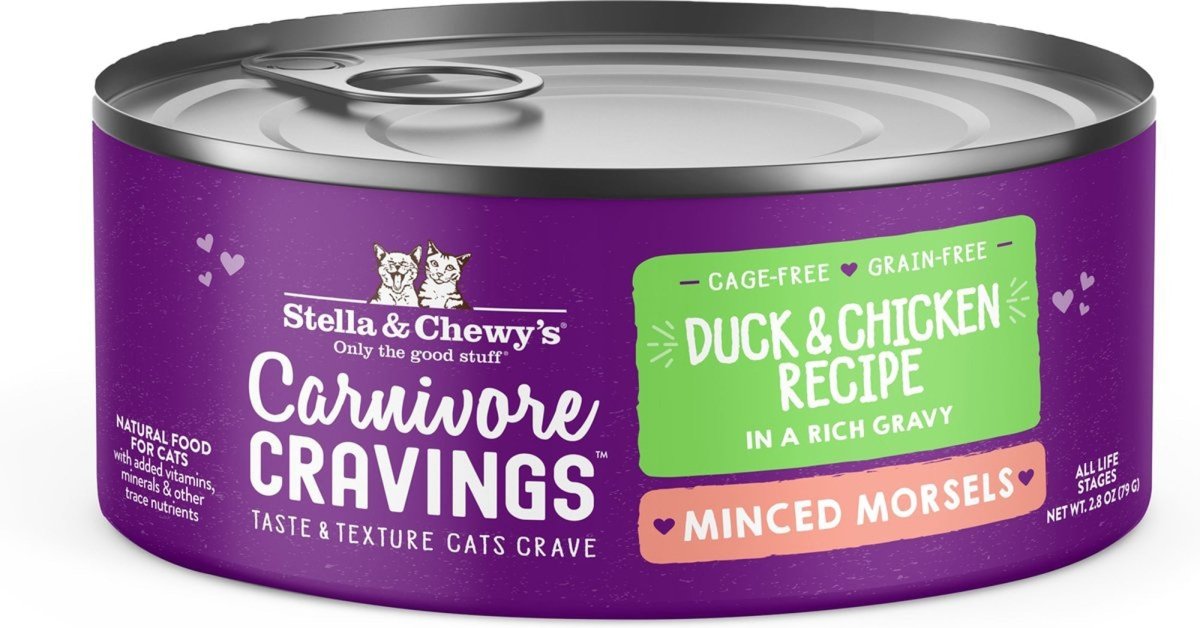 Stella and Chewys Cat Carnivore Cravings Minced Morsels Duck and Chicken 2.8oz. (Case of 24) - Pets Perfect