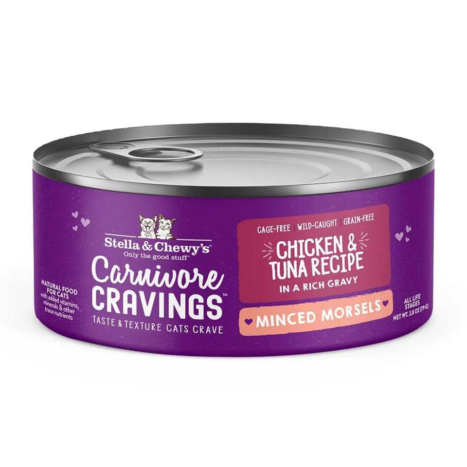 Stella & Chewy's Carnivore Cravings Minced Morsels Chicken & Tuna Wet Cat Food, 2.8 oz each, Case of 24