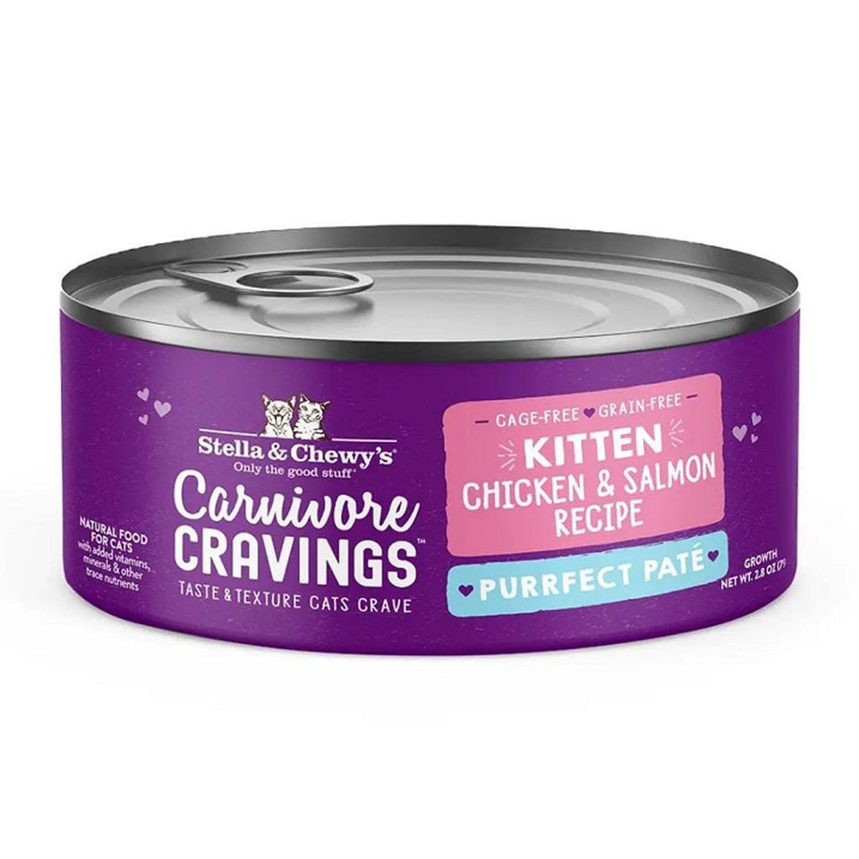 Stella & Chewy's Carnivore Cravings Purrfect Pate Kitten Wet Cat Food - Chicken & Salmon, 2.8 oz each, Case of 24
