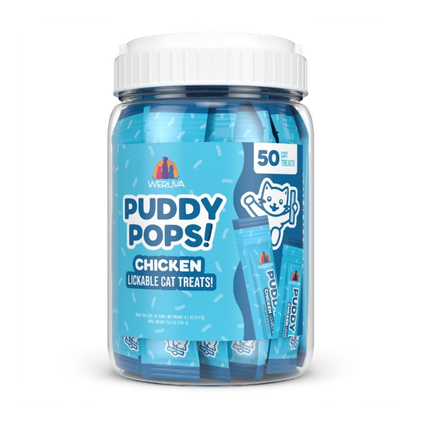 Weruva Cat Puddy Pops Chicken Lickable Cat Treats, 0.5 oz, 50 ct