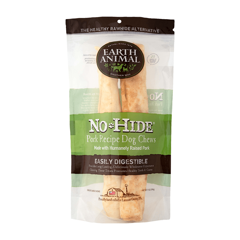 Earth Animal No - Hide – Rawhide - Free Pork Chew 11" | 2 - Count - Pets Perfect