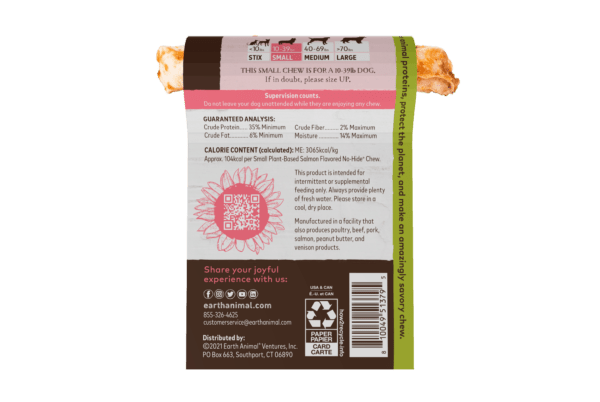 Earth Animal No-Hide Small Vegan Salmon Dog Chew - Rawhide-Free, 24 ct, view 2