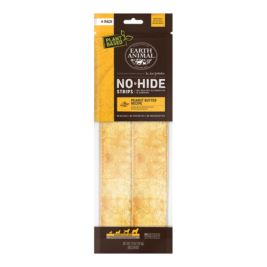 Earth Animal Dog No Hide Strips Peanut Butter 4 ct