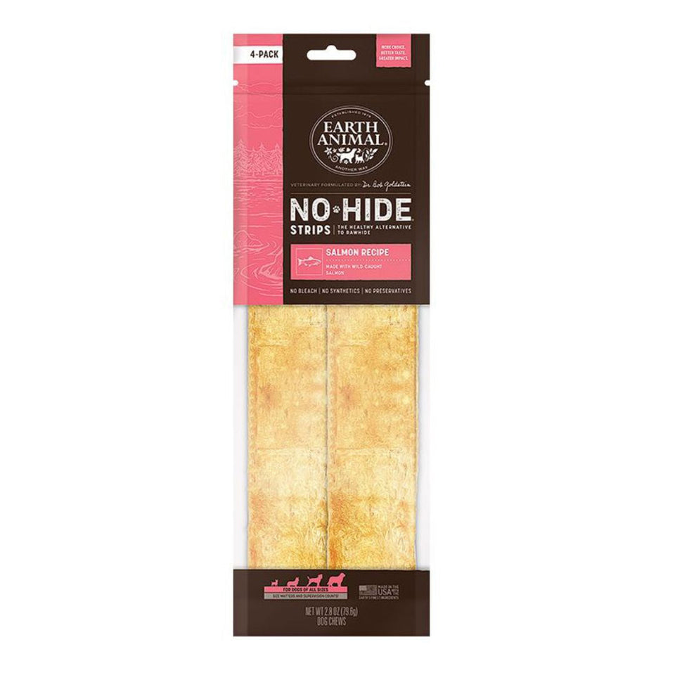 Earth Animal Dog No Hide Strips Salmon 4 ct