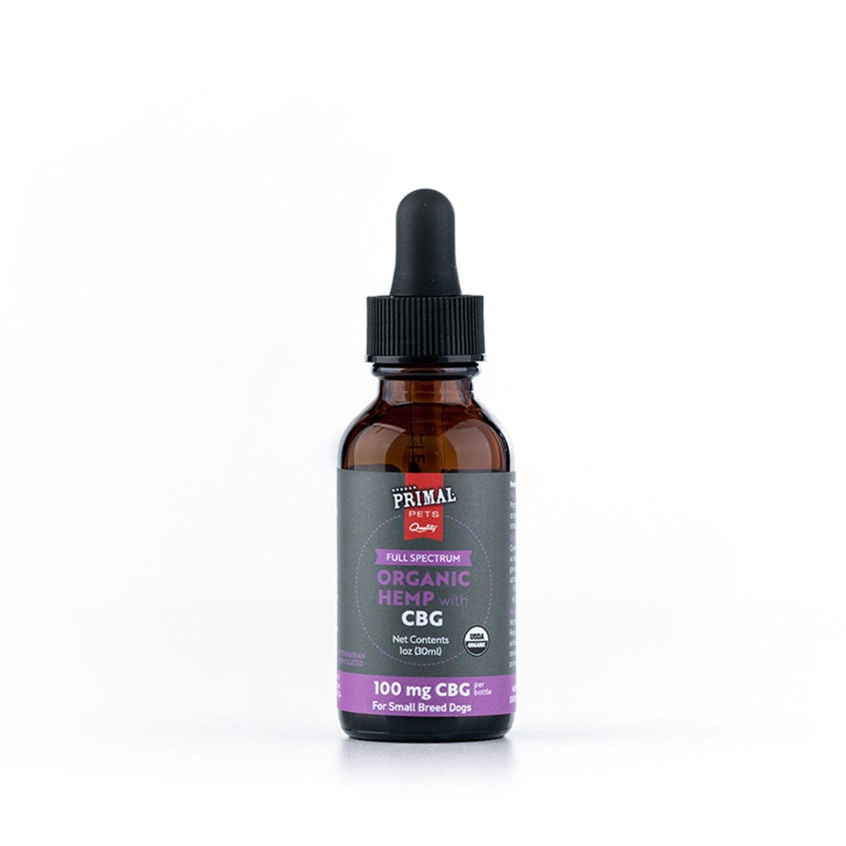 Primal 100 Mg Organic Full Spectrum Hemp Oil W - Cbg For Small Dogs - Pets Perfect