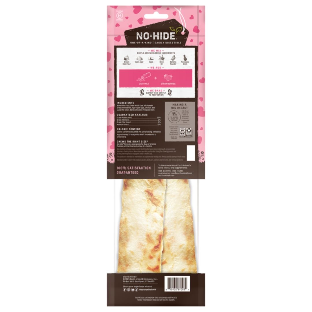 Earth Animal No - Hide – Rawhide - Free Strawberry Cream Strip | 4 - Count - Pets Perfect