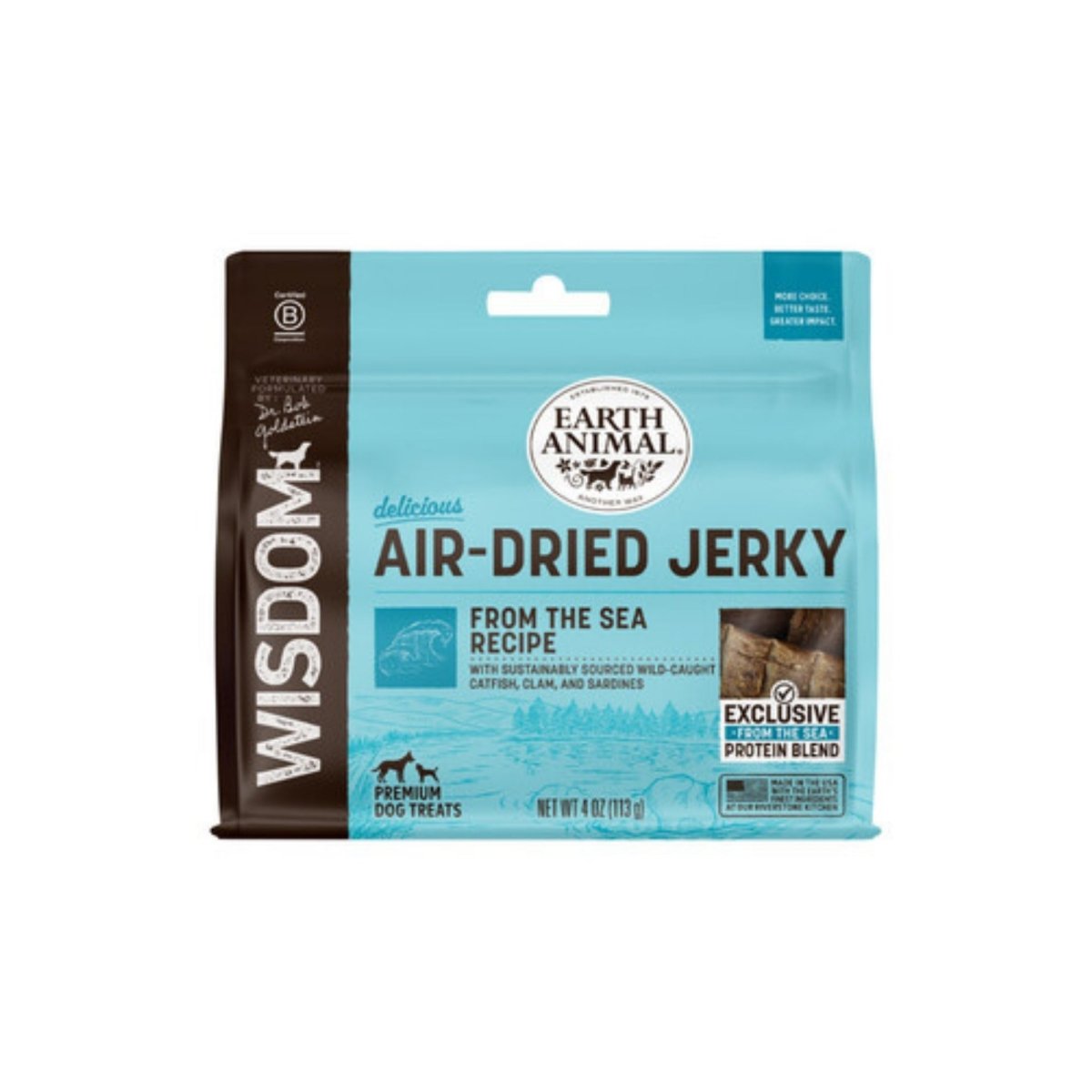 Earth Animal Dog Wisdom Air - Dried Jerky From The Sea 4 oz. - Pets Perfect