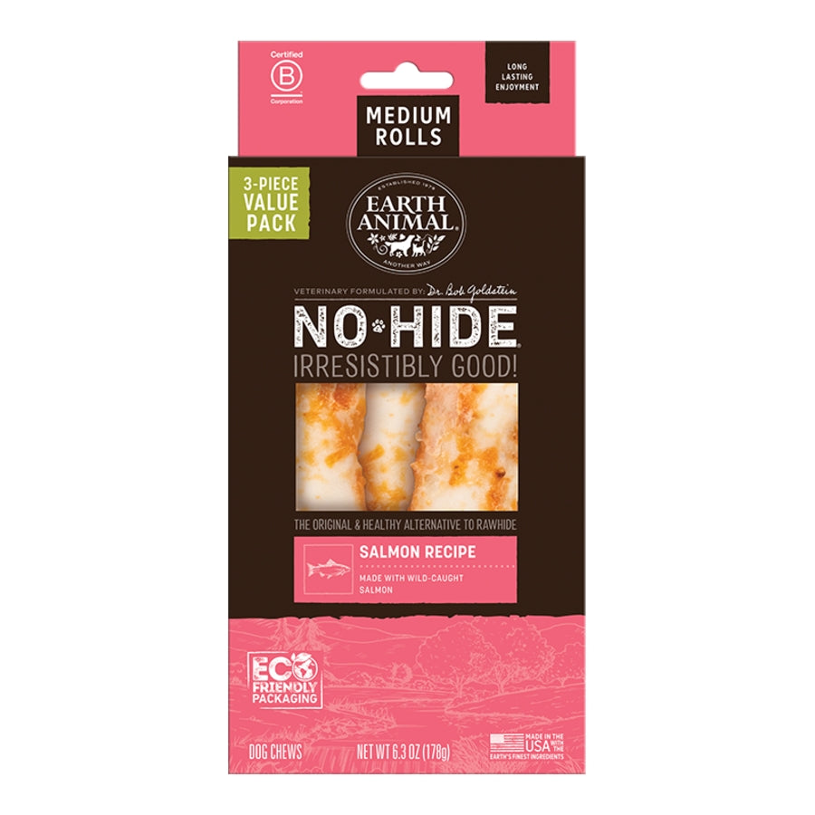 Earth Animal Dog No-Hide Salmon Rolls Medium Value 3 ct