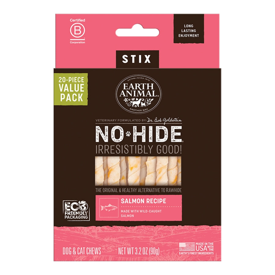 Earth Animal Dog No-Hide Stix Salmon Value 20 ct
