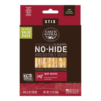 Earth Animal Dog No-Hide Stix Beef Value 20 ct
