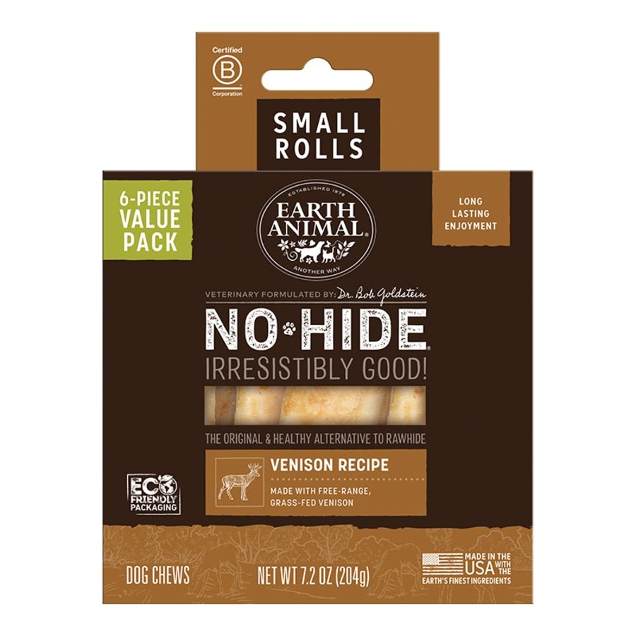 Earth Animal No - Hide – Rawhide - Free Venison Roll Small | 6 - Count - Pets Perfect