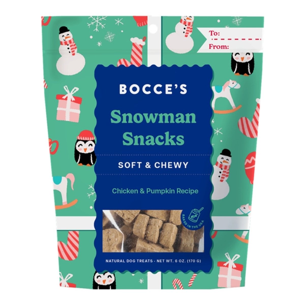 Bocce's Bakery Snowman Snacks Soft & Chewy Dog Treats 6oz - Pets Perfect