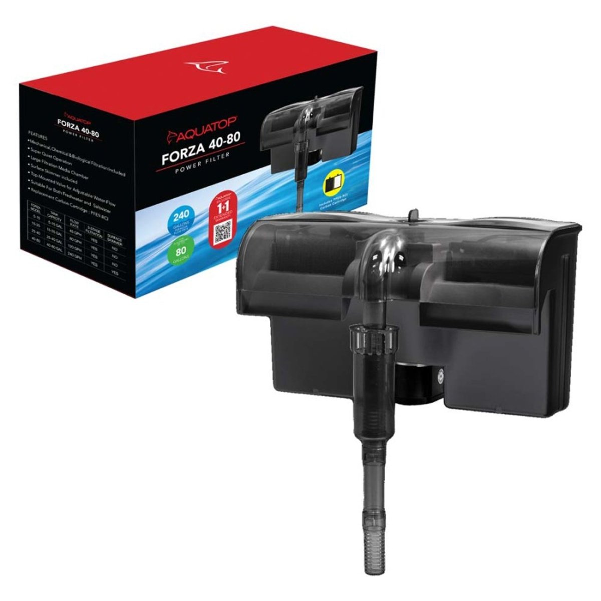 Aquatop FORZA 4080 Power Filter with Surface Skimmer Black, 1ea/240 GPH - Pets Perfect